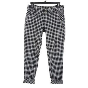 Free People Gingham Ankle Pants Size 2 Black White Stretch Gauze‎